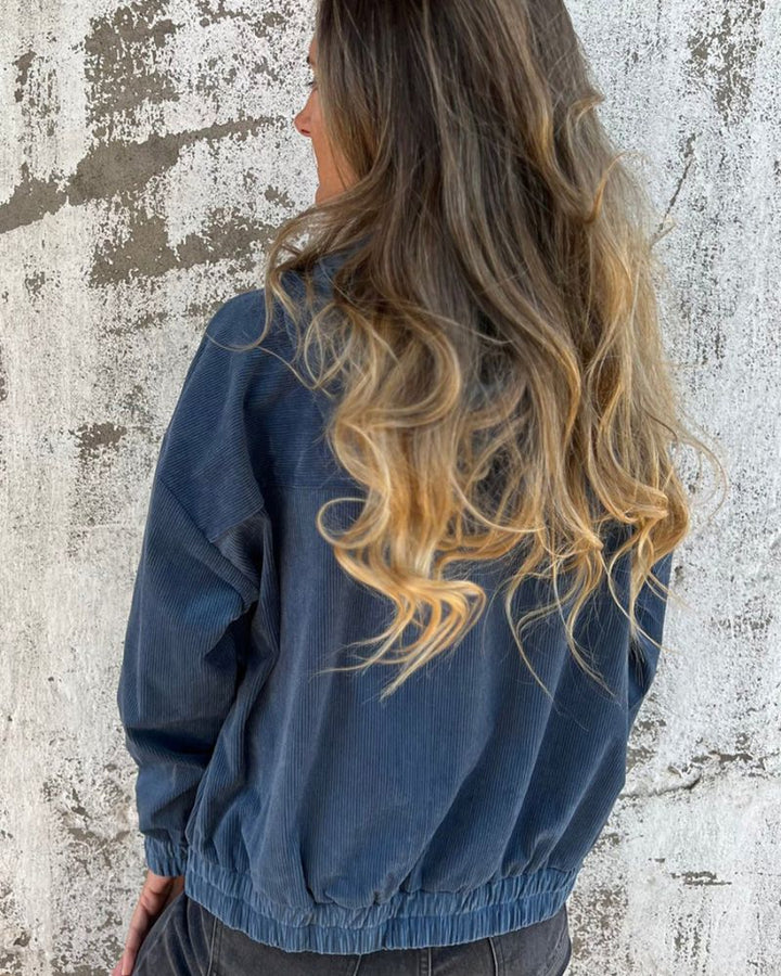 Danna - Corduroy Hooded Zip Up Jacket