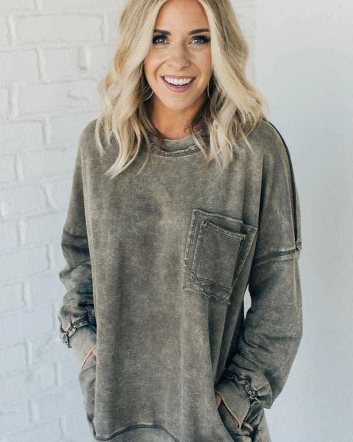 Ariel - French Terry Acid Wash Pullover