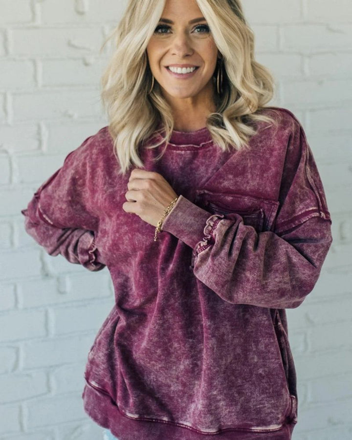 Ariel - French Terry Acid Wash Pullover