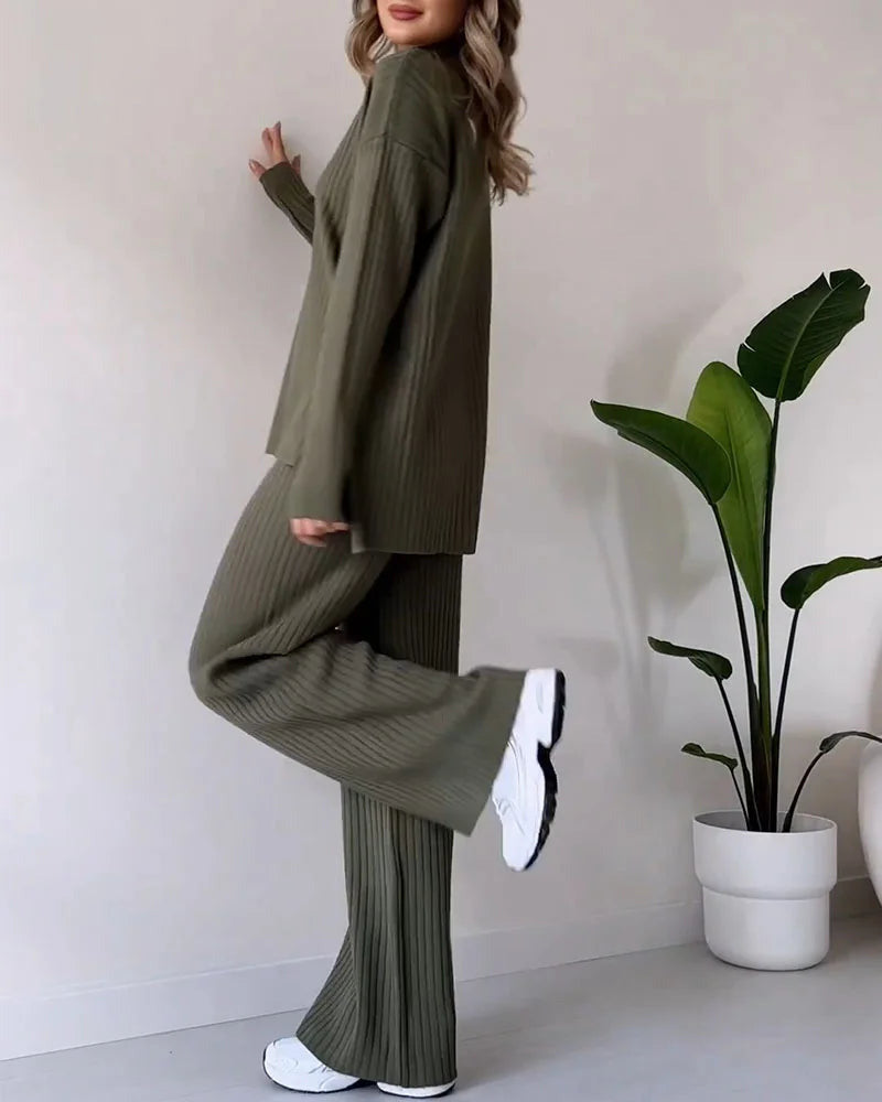 Zilas - Chic Slit Casual Two-Piece Set