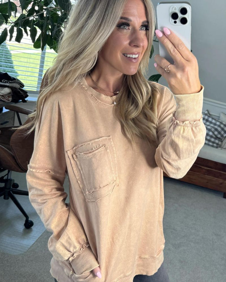 Ariel - French Terry Acid Wash Pullover