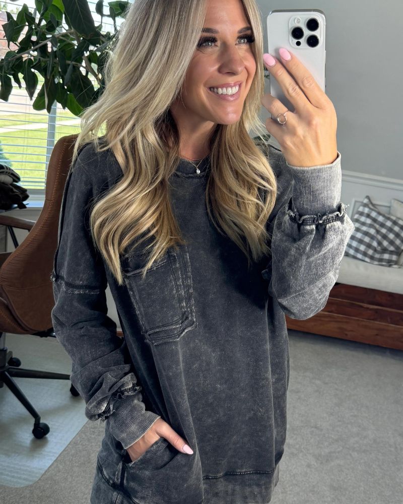 Ariel - French Terry Acid Wash Pullover