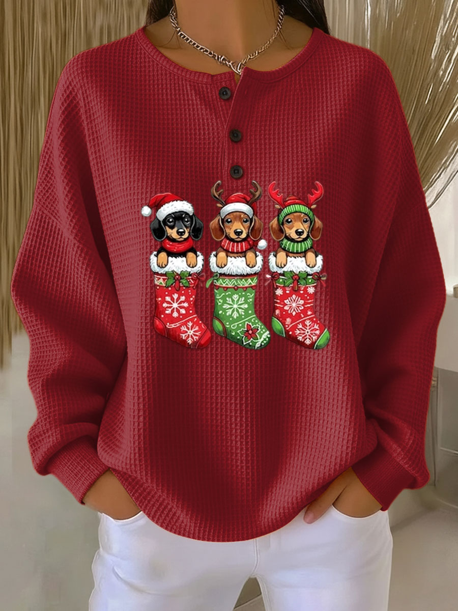 Stella | Vintage Christmas Sweater with Dog Motif