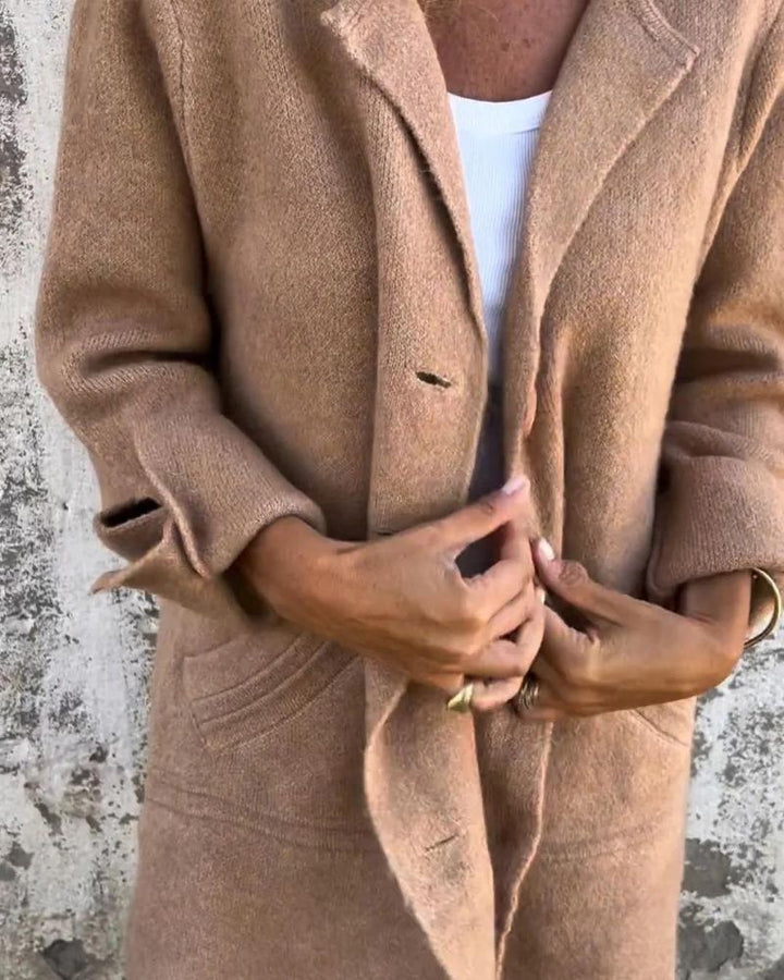 Maila - Casual Long Coat with Lapels