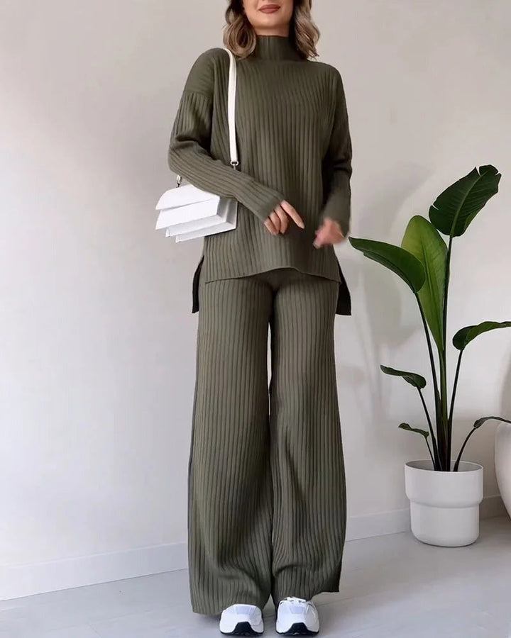 Zilas - Chic Slit Casual Two-Piece Set